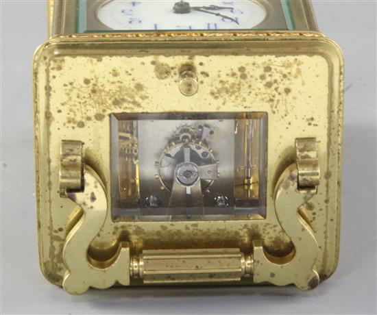 An Edwardian hour repeating gilt brass carriage clock, 13.5cm